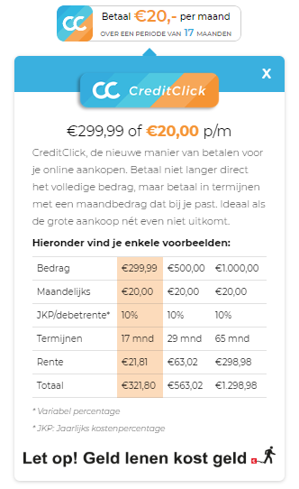 CreditClick Prijsmodule